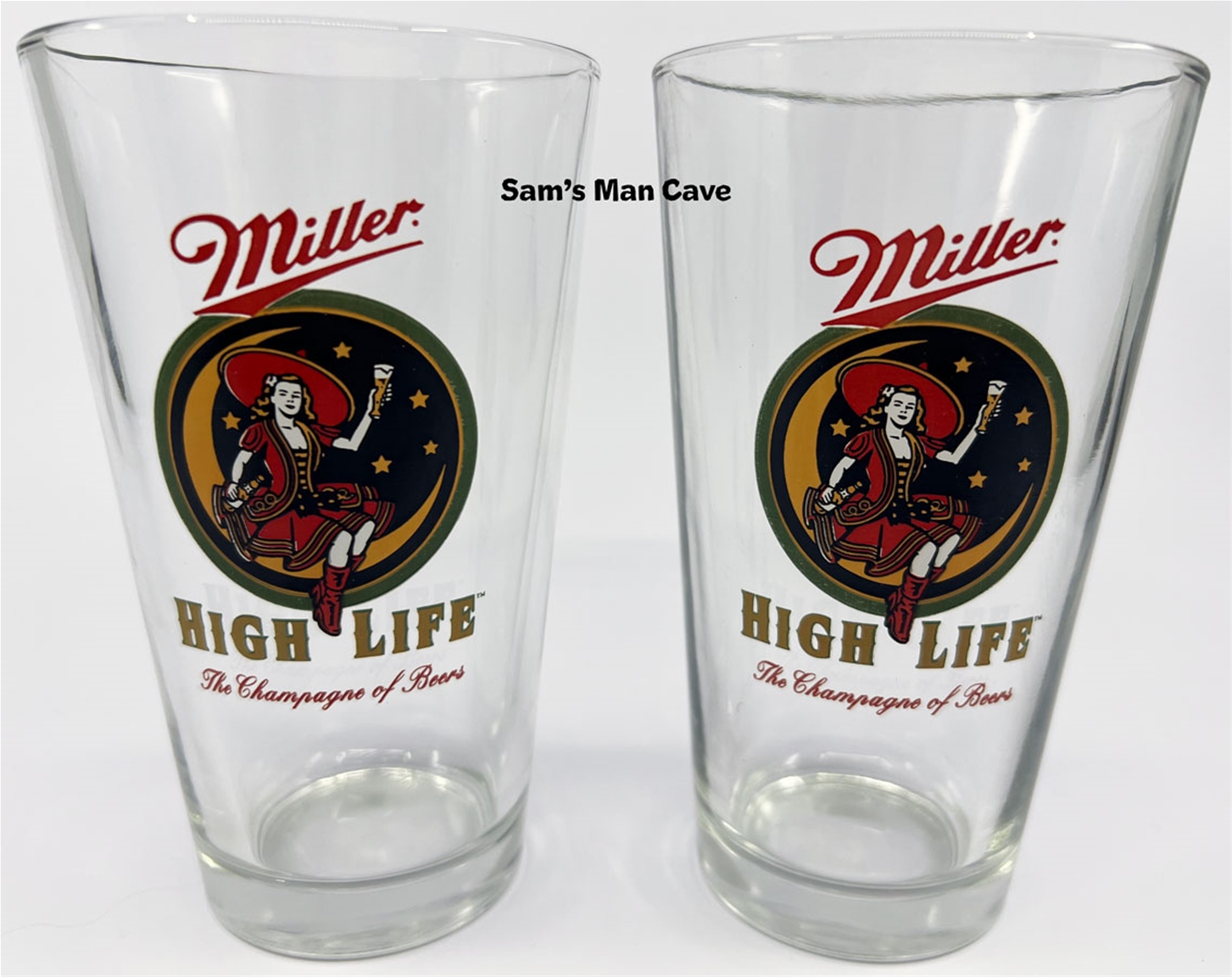Miller High Life Girl In The Moon Pint Glass Set