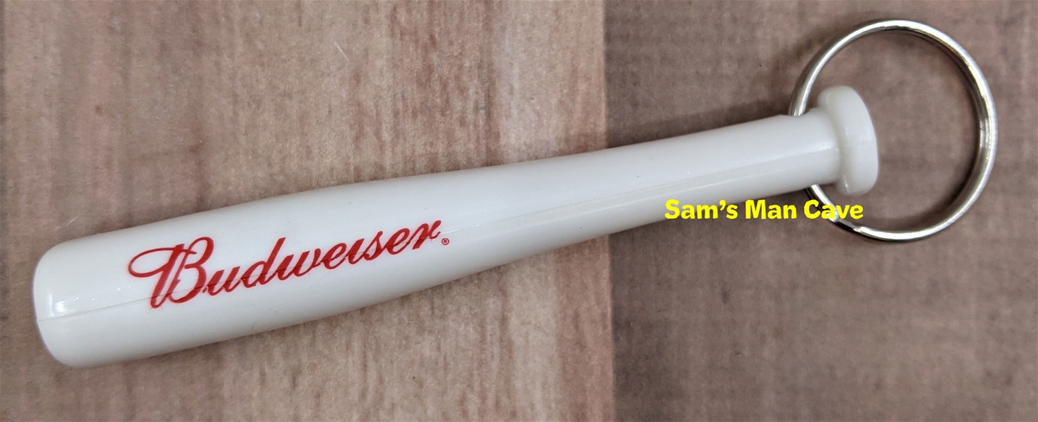 Budweiser Baseball Bat Bottle Opener Keychain