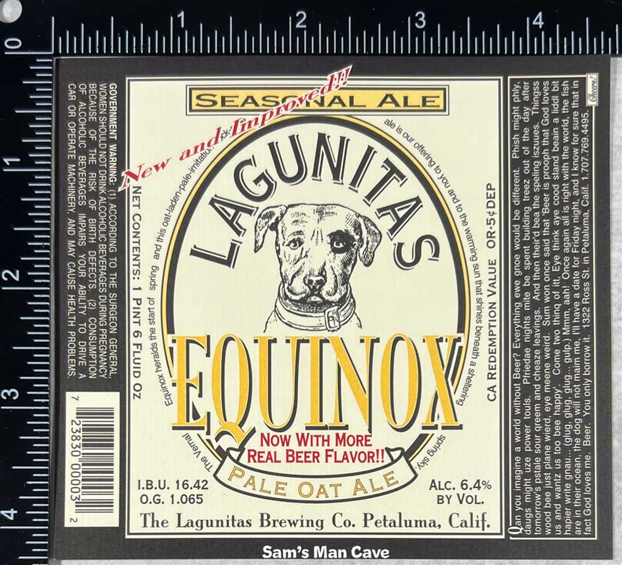 Lagunitas Equinox Pale Oat Ale Label