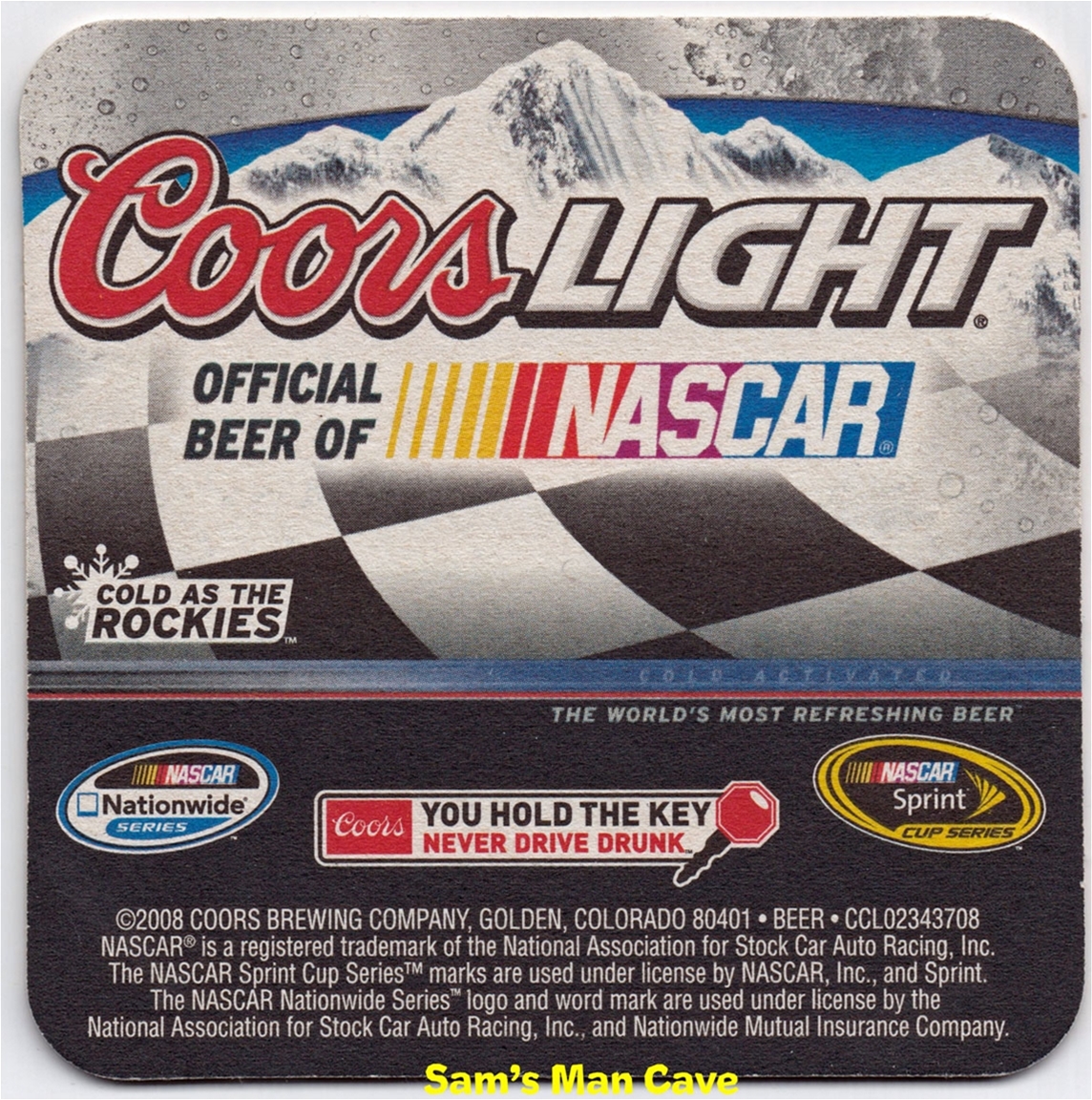 Coors Light Coors Banquet NASCAR Beer Coaster