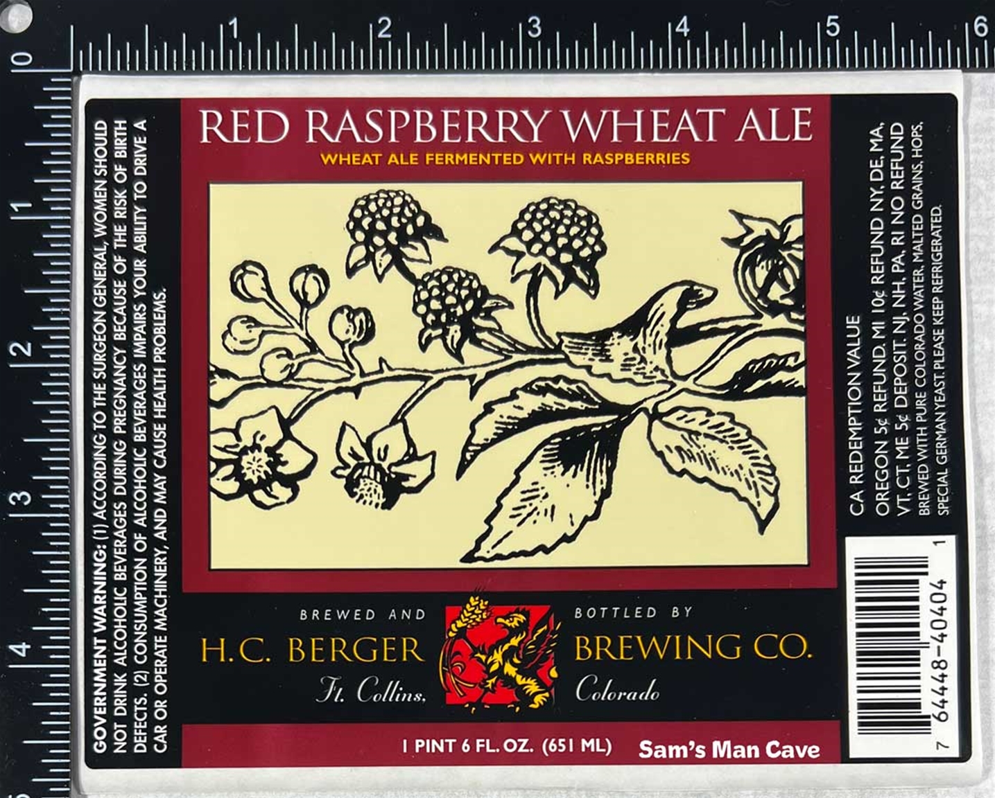 Red Raspberry Wheat Ale Sticker Label