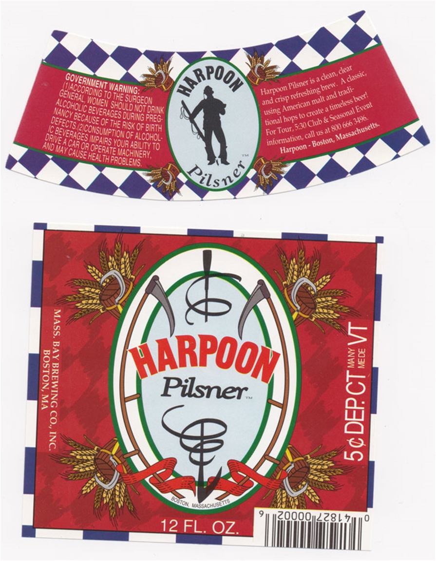 Harpoon Pilsner Beer Label with neck label