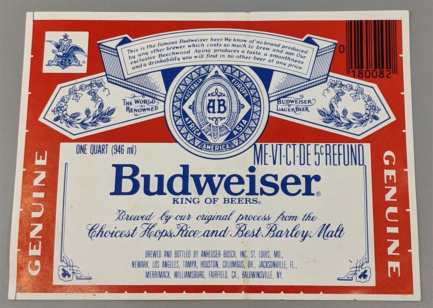 Budweiser Beer Label