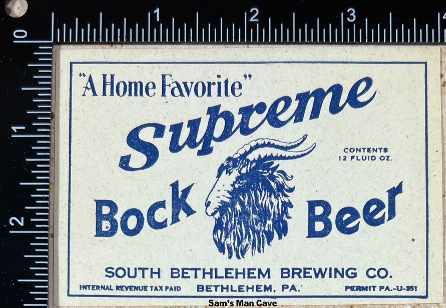 Supreme Bock IRTP Beer Label