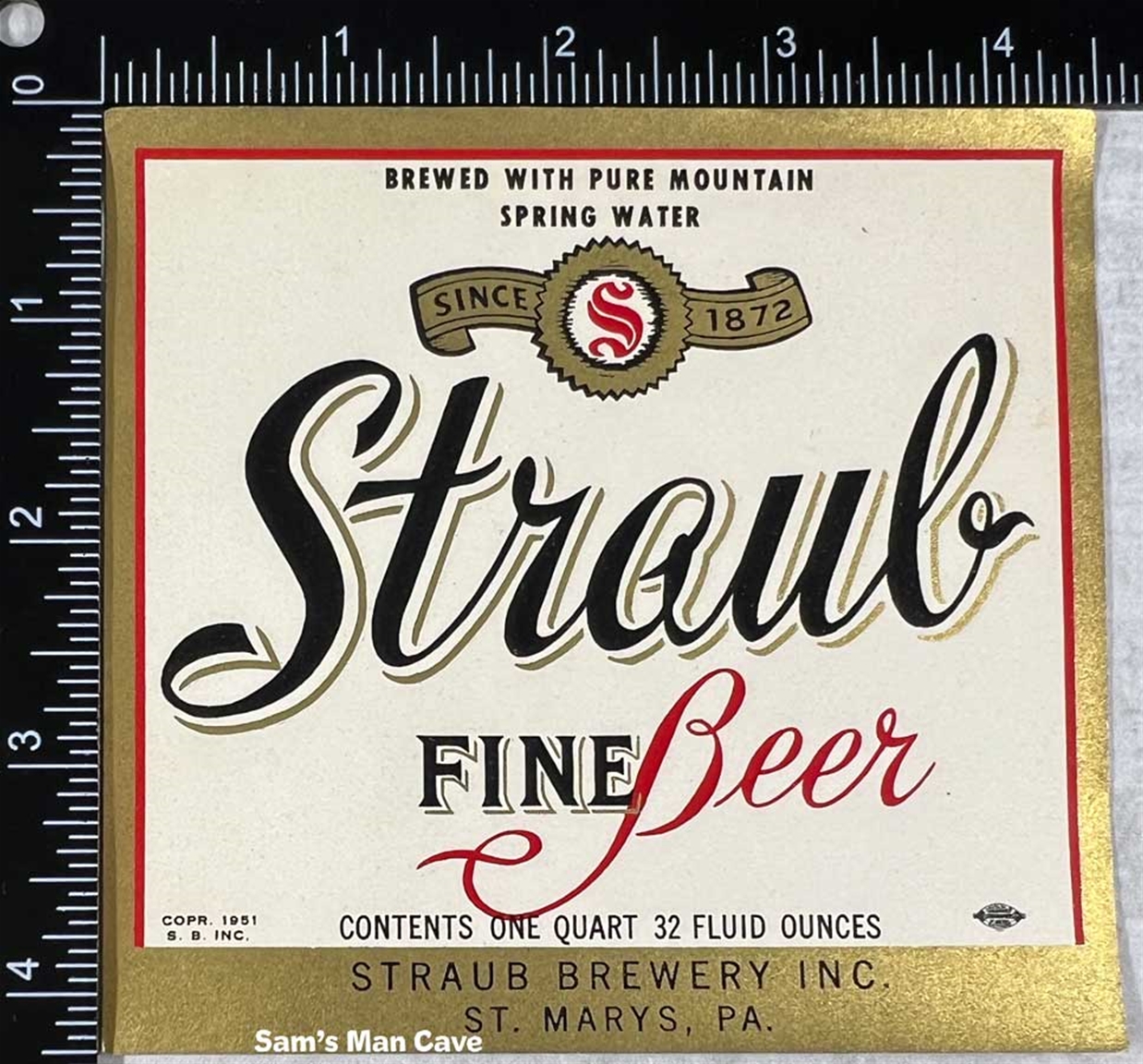 Straub Fine Beer Label