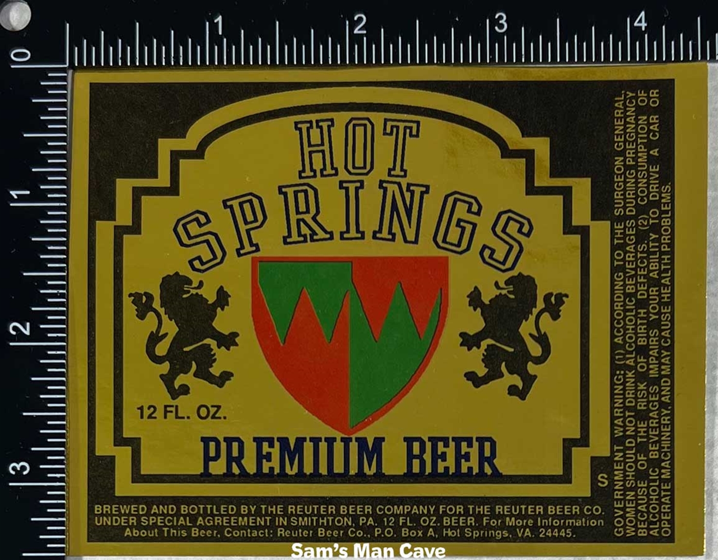 Hot Springs Premium Beer Label