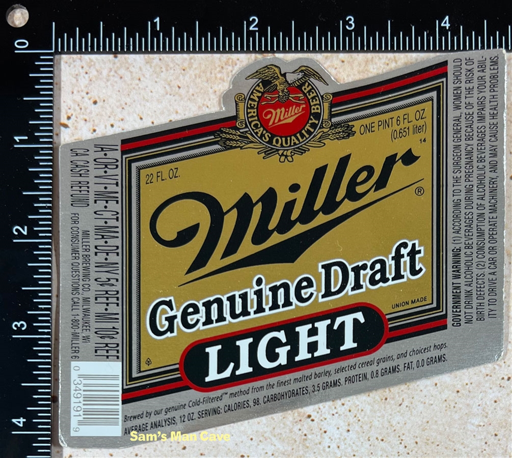 Miller Genuine Draft Light Label