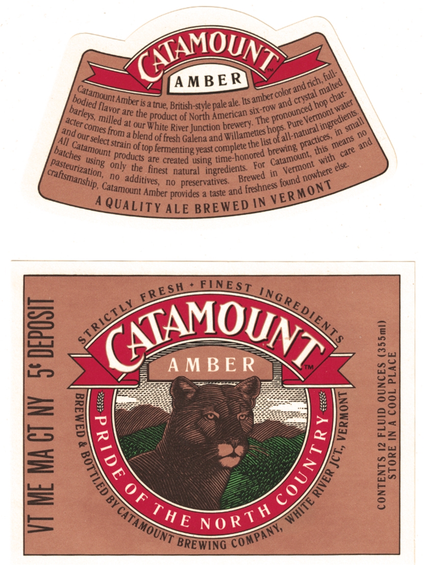 Catamount Amber with neck label Beer Label