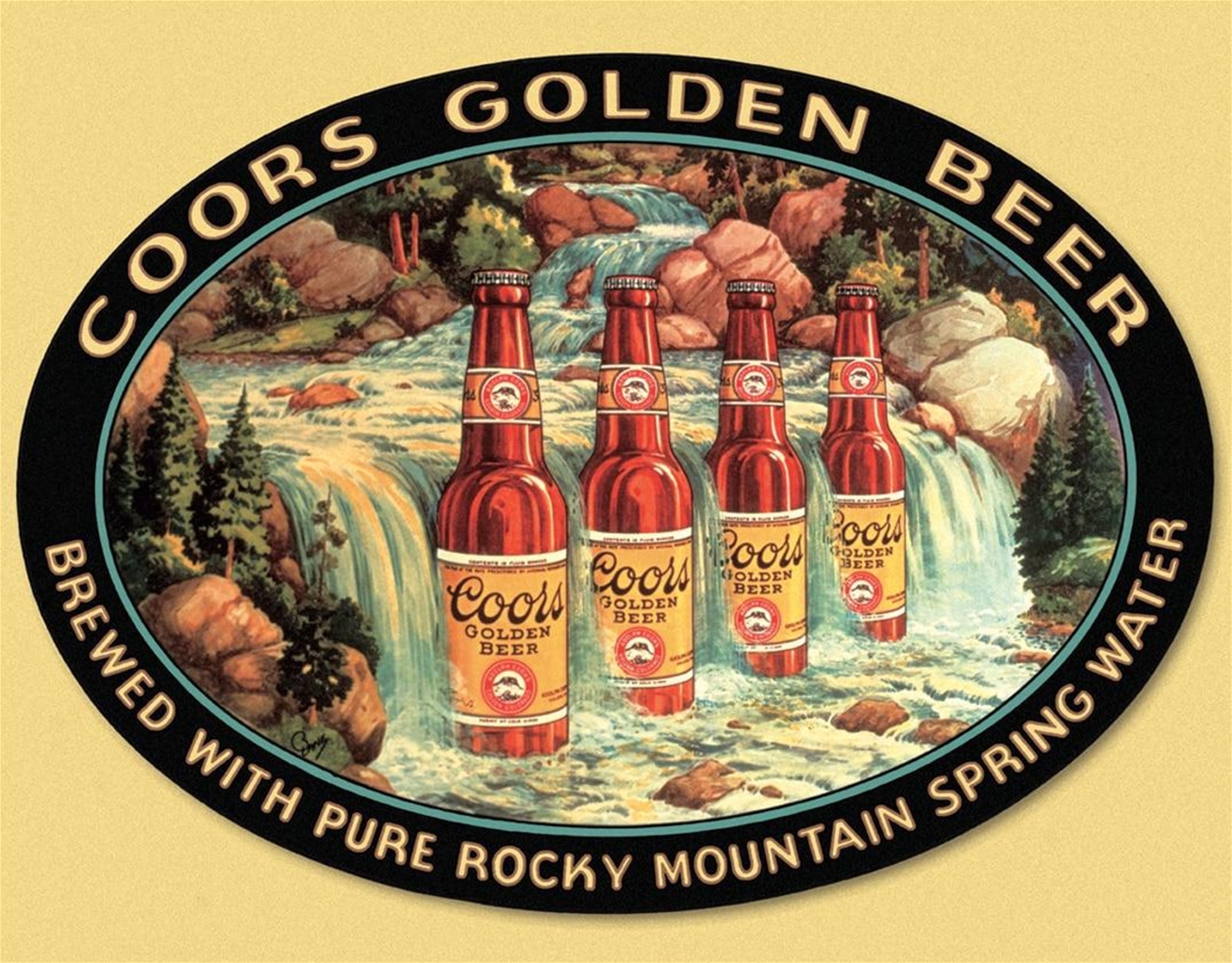Coors Waterfall Metal Sign