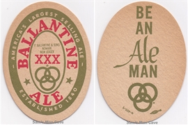 Ballantine Ale Oval Beer Coaster