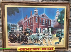 Genesee Beer Plastic Insert Horse Drawn Fire Pump Sign by Mel Bolden