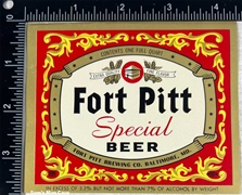 Fort Pitt Special Beer Label