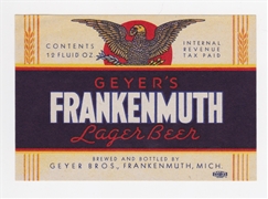Geyer's Frankenmuth Lager IRTP Beer Label