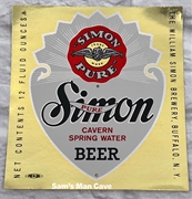 Simon Pure Cavern Spring Water Beer Label
