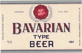 Bavarian Type Brand Beer IRTP Label ©1948