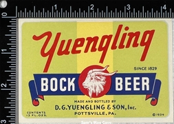 Yuengling Bock Beer Beer Label