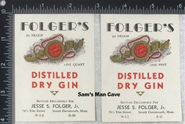 Folger's Gin Label Set