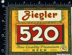 Ziegler 520 Beer IRTP Label