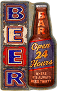 Beer Bar Die-cut Metal Sign