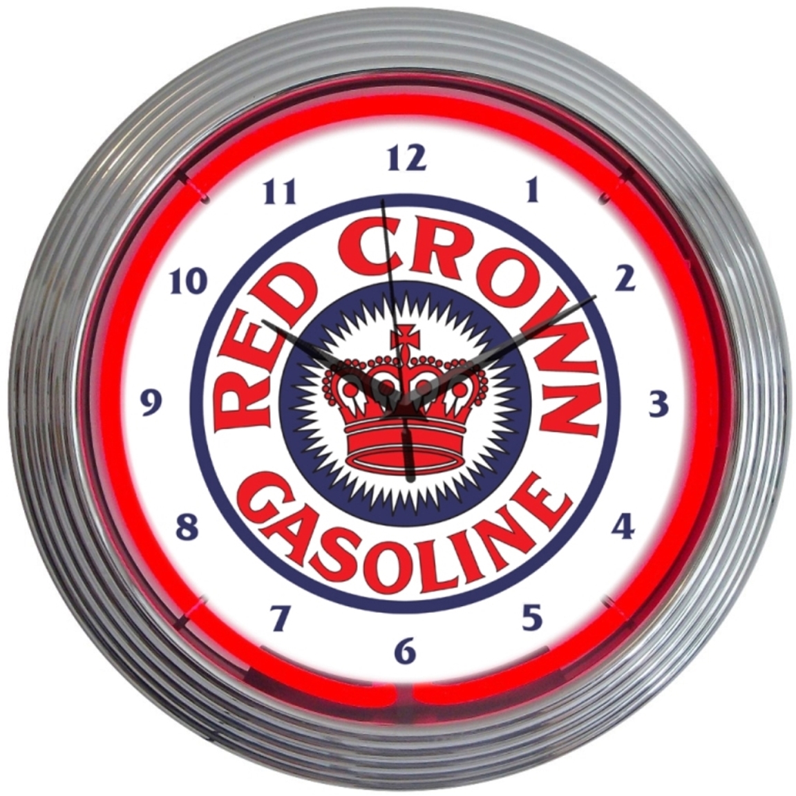 Red Crown Gasoline Neon Clock Red Crown Gasoline Neon Clock