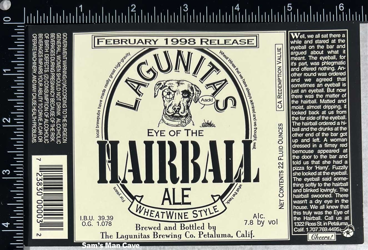 Lagunitas Hairball Ale Label