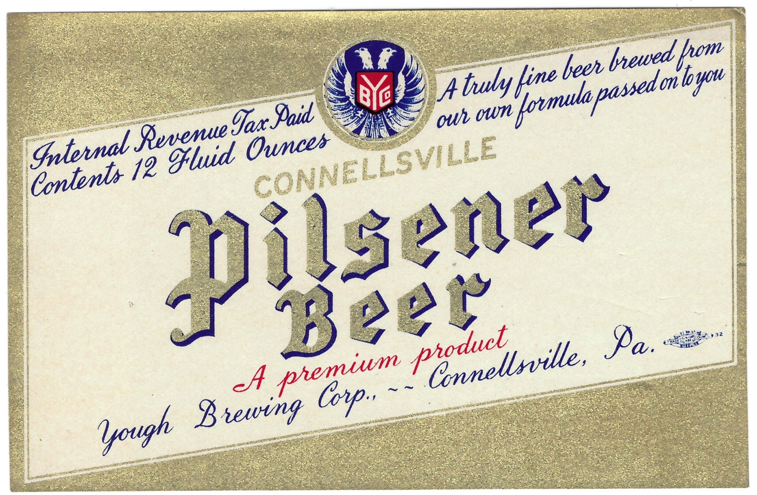 Connellsville Pilsener Beer IRTP Label
