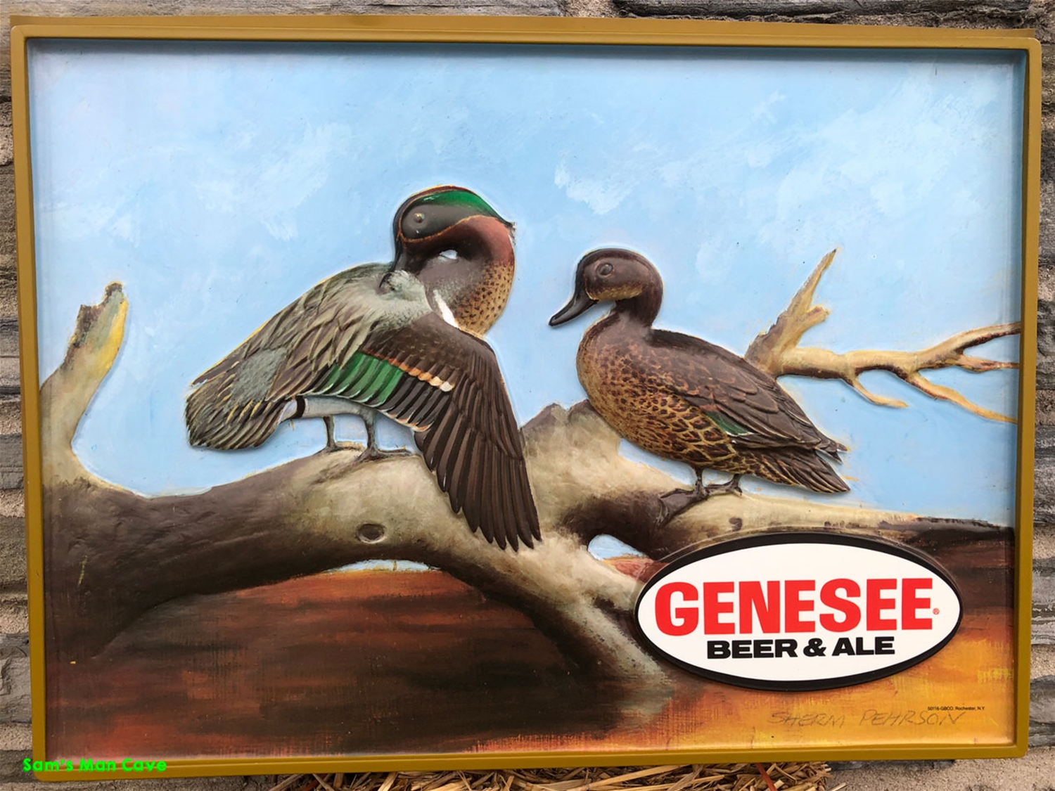 Genesee Beer & Ale Plastic Insert Green Winged Teal Sign by Sherm Pehrson