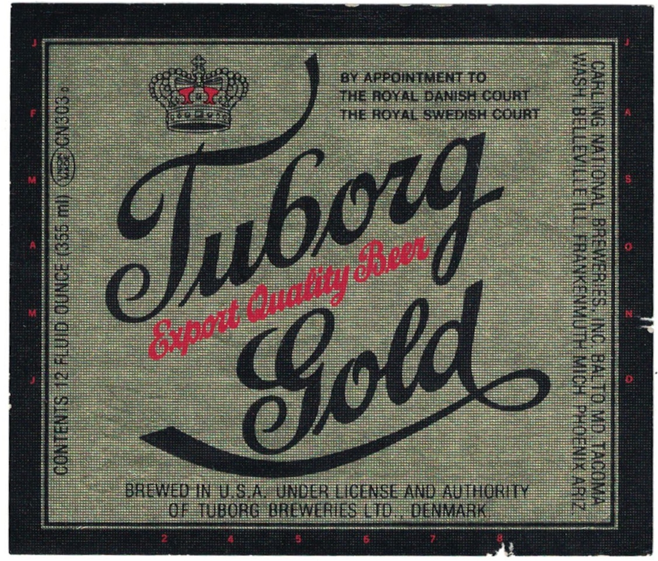 Tuborg Gold Export Quality Beer Label