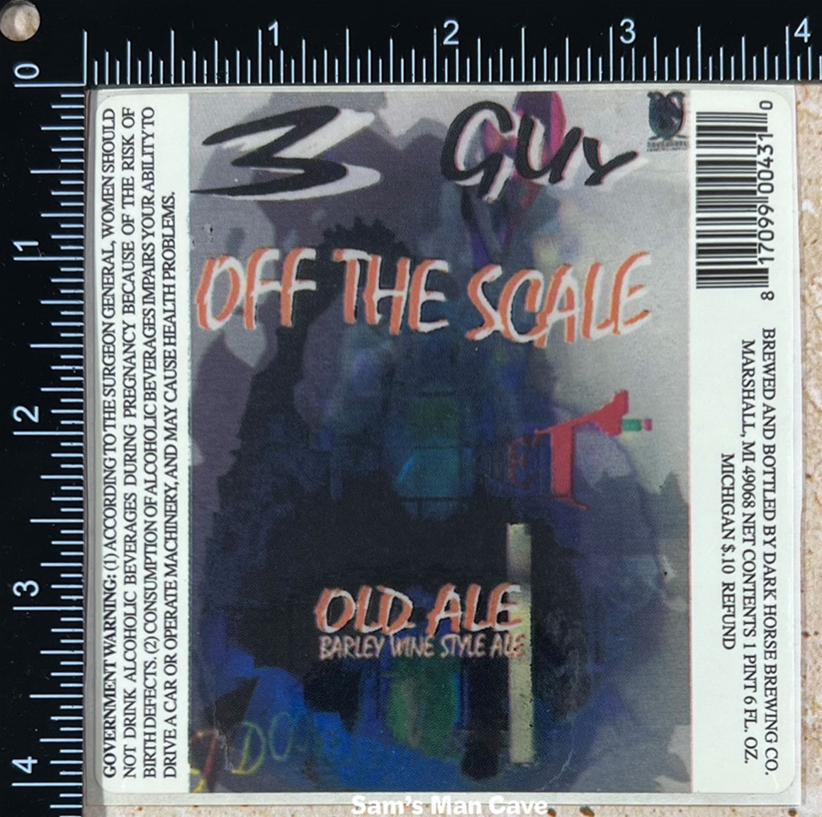 3 Guy Off The Scale Sticker Label