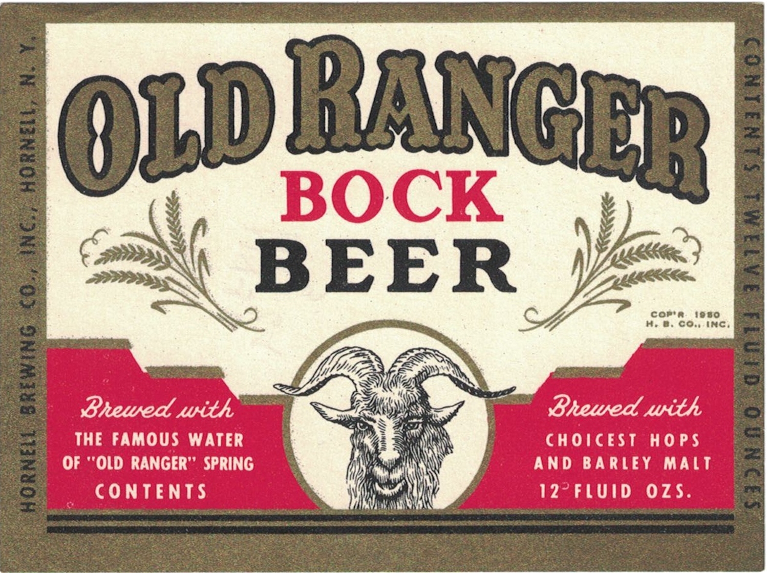 Old Ranger Bock Beer Label