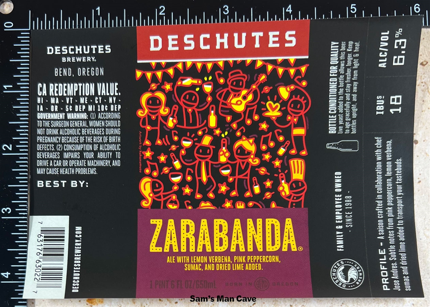 Deschutes Zarabanda Beer Label