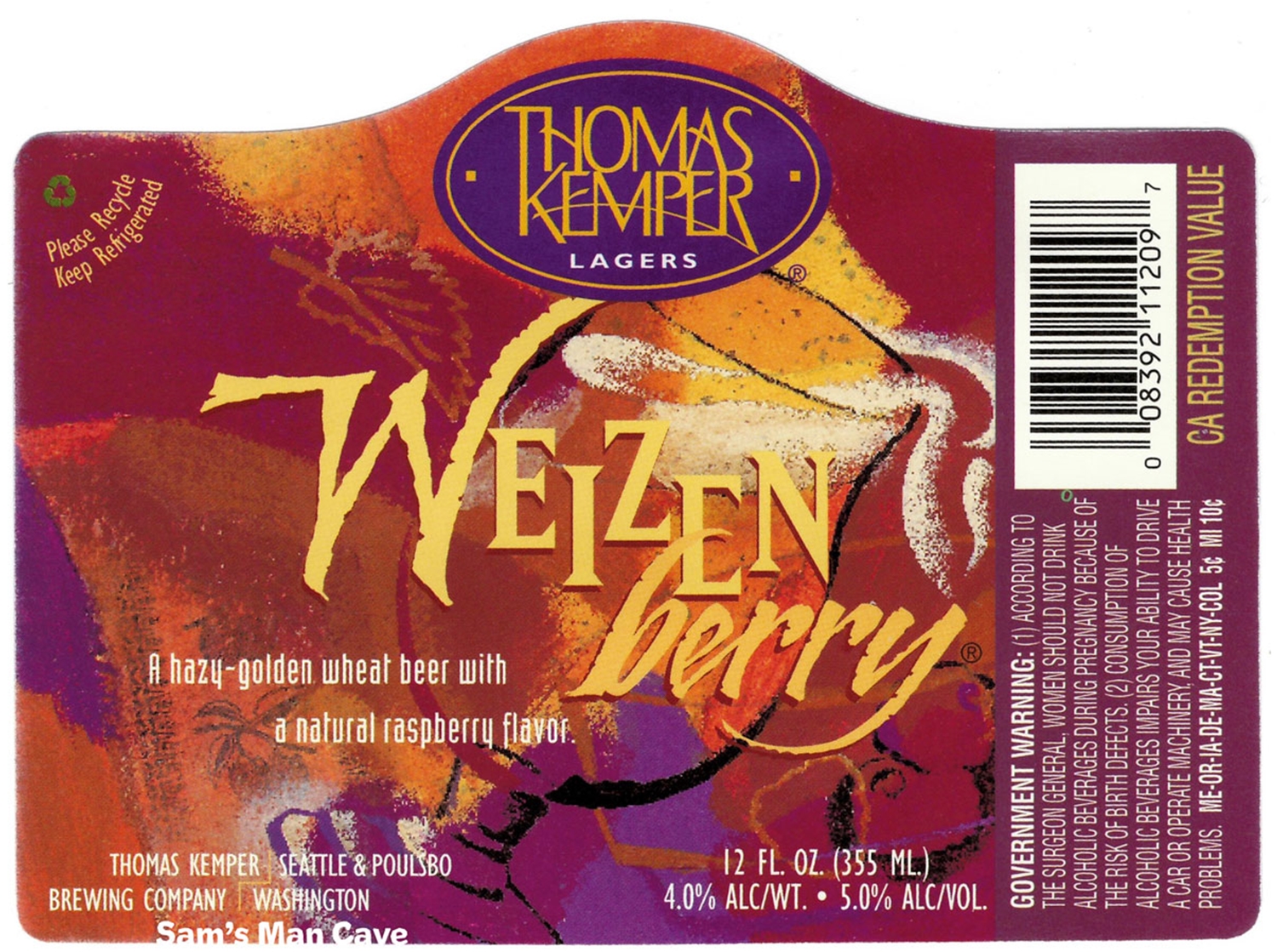 Thomas Kemper Weizenberry Beer Label