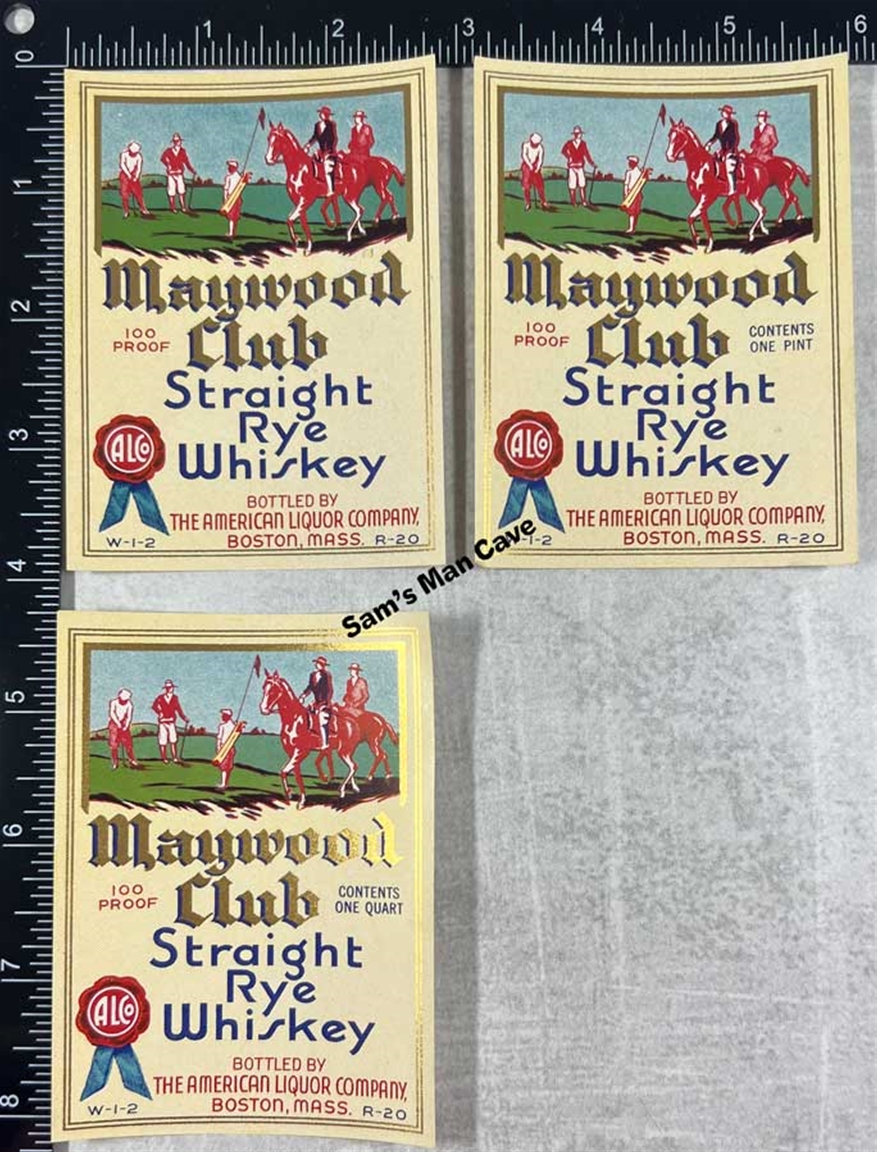 Maywood Club Straight Rye Whiskey Label Set