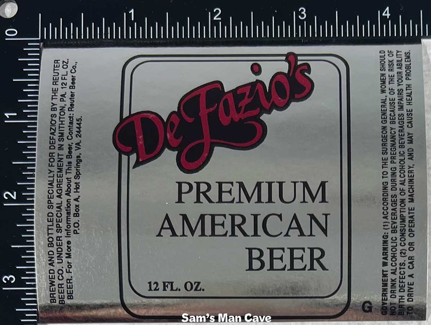 DeFazio's Premium American Beer Label